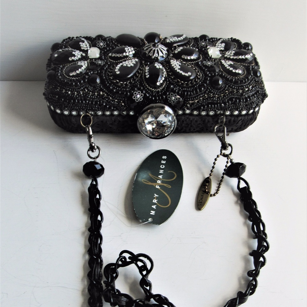 Mary Frances New Sublime Black Beaded E-W Baguette - Picture 3 of 8